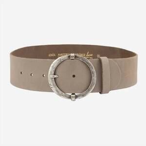 NEW AMSTERDAM HERITAGE women's vintage buckle leather belt in taupe
